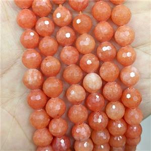 Orange Jade Beads Dye faceted Round, approx 8mm [GB24205]