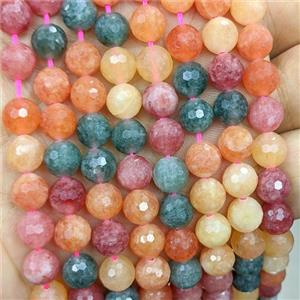 Jade Beads Dye faceted Round Mix Color, approx 8mm [GB24213]