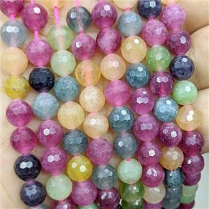 Jade Beads Dye faceted Round Mix Color, approx 8mm [GB24215]