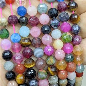 Jade Beads Dye faceted Round Mix Color, approx 8mm [GB24217]