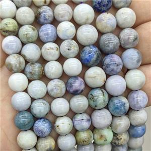 Natural Ore-Sodalite Beads Blue Purple Smooth Round, approx 8mm [GB24224-8MM]