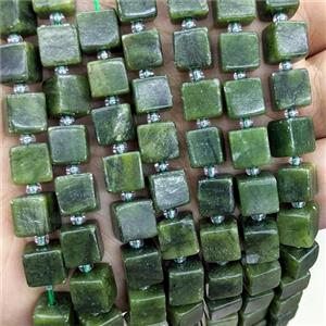Chinese Taiwan Nephrite Jade Cube Beads Green, approx 8mm [GB24226]