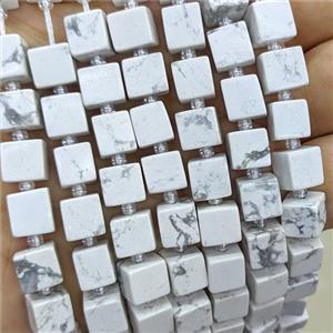 White Howlite Turquoise Cube Beads, approx 8mm [GB24227]