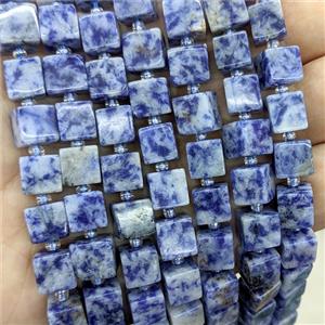 Natural Blue Dalmatian Jasper Cube Beads, approx 8mm [GB24230]