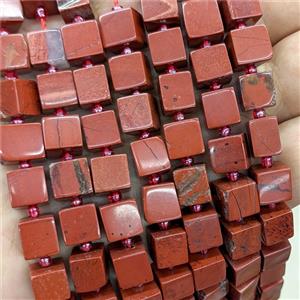Natural Red Jasper Cube Beads, approx 8mm [GB24231]