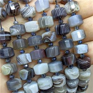 Natural Botswana Agate Heishi Beads Faceted Gray, approx 12mm [GB24259]