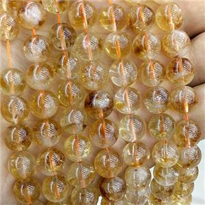 Naural Yellow Citrine Beads Smooth Round, approx 10mm [GB24272]
