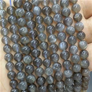 Natural Black Moonstone Beads Smooth Round, approx 6mm [GB24280]