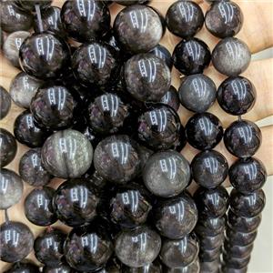 Natural Silver Obsidian Beads Smooth Round, approx 16mm [GB24315-16MM]