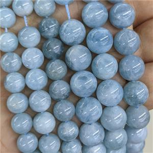 Natural Blue Aquamarine Beads A-Grade Smooth Round, approx 6mm [GB24321-6MM]