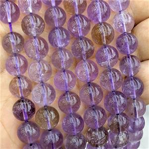 Natural Ametrine Beads AA-Grade Smooth Round Purple, approx 10mm [GB24324]