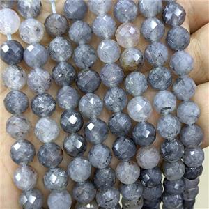 Natural Gray Sesame Crystal Quartz Beads Faceted Round, approx 8mm [GB24332]