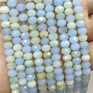 Natural Aquamarine Beads Multicolor Facetd Rondelle, approx 4x6mm [GB24344]