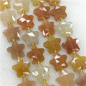Natural Red Aventurine Star Beads Faceted, approx 14mm [GB24360]