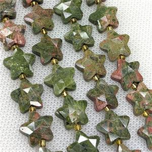 Natural Unakite Star Beads Faceted, approx 14mm [GB24361]