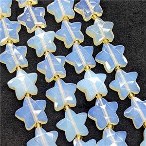 White Opalite Star Beads Faceted, approx 14mm [GB24362]