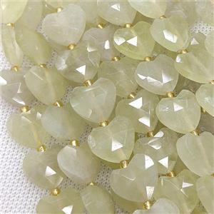 Natural Lemon Quartz Heart Beads Faceted, approx 14mm [GB24377]