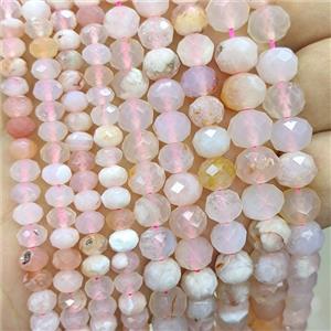 Natural Pink Sakura Agate Beads Faceted Rondelle, approx 6mm [GB24384-6MM]