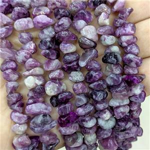 Natural Lepidolite Chips Tumbled Beads Purple Freeform, approx 7-10mm [GB24430]
