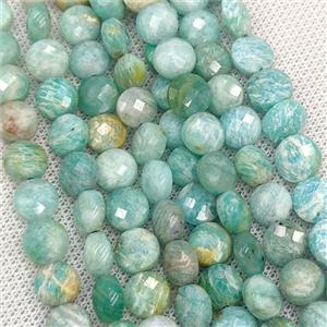 Natural Green Amazonite Beads Faceted Coin, approx 8mm [GB24440]