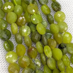 Green Lemon Jade Beads Faceted Coin Dye, approx 8mm [GB24446]