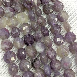 Natural Purple Tourmaline Button Beads Faceted Coin, approx 8mm [GB24454]
