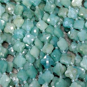 Natural Green Amazonite Clover Beads Faceted, approx 12mm, 27pcs per st [GB24459]