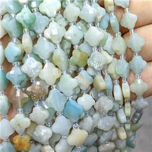 Natural Chinese Amazonite Clover Beads Faceted, approx 12mm, 27pcs per st [GB24460]