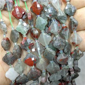 Natural African Bloodstone Clover Beads Faceted, approx 12mm, 27pcs per st [GB24471]