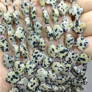 Natural Black Dalmatian Jasper Clover Beads Faceted, approx 12mm, 27pcs per st [GB24474]