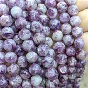 Natural Lepidolite Beads Purple Smooth Round, approx 10mm [GB24480]