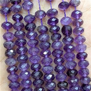 Natural Purple Amethyst Beads Faceted Rondelle, approx 4x6mm [GB24501]