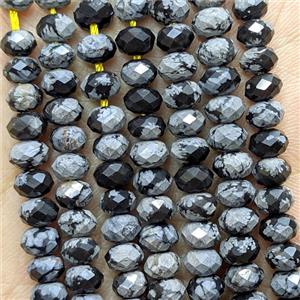 Natural Snowflake Jasper Beads Black Faceted Rondelle, approx 4x6mm [GB24508]