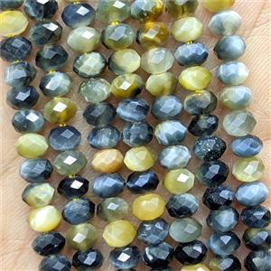 Fancy Tiger Eye Stone Beads Faceted Rondelle, approx 4x6mm [GB24514]