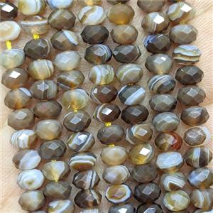 Coffee Striped Agate Beads Banded Faceted Rondelle Dye, approx 4x6mm [GB24525]