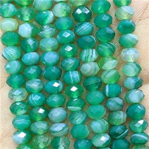Green Striped Agate Beads Banded Faceted Rondelle Dye, approx 4x6mm [GB24526]
