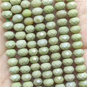 Natural Chinese Alashan Agate Beads Green Faceted Rondelle, approx 4x6mm [GB24528]