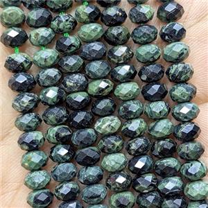 Natural Green Kambaba Jasper Beads Faceted Rondelle, approx 4x6mm [GB24530]