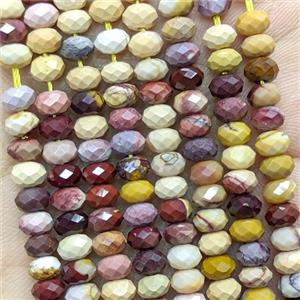 Natural Mookaite Beads Multicolor Faceted Rondelle, approx 4x6mm [GB24535]