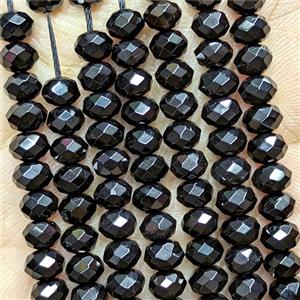 Natural Black Obsidian Beads Faceted Rondelle, approx 4x6mm [GB24536]