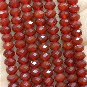 Natural Red Agate Beads Dye Faceted Rondelle, approx 4x6mm [GB24544]