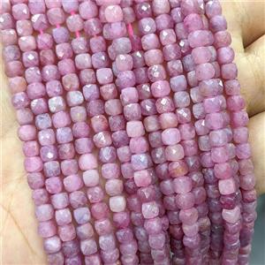 Natural Ruby Beads AA-Grade Red Faceted Cube, approx 4mm [GB24553]