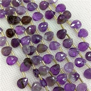 Natural Purple Amethyst Beads Faceted Teardrop Topdrilled, approx 8-10mm, 37pcs per st [GB24568]