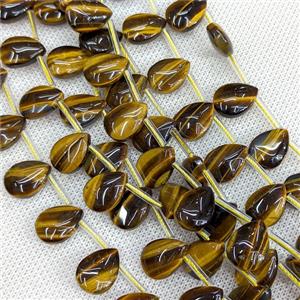 Natural Tiger Eye Stone Teardrop Beads Topdrilled, approx 10x14mm, 24pcs per st [GB24572]