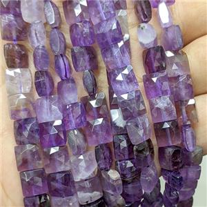 Natural Purple Amethyst Beads Faceted Square, approx 8mm [GB24581]