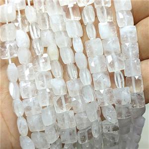 Natural Clear Crystal Quartz Beads Faceted Square, approx 8mm [GB24583]