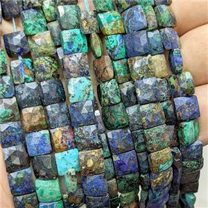 Natural Azurite Beads Faceted Square, approx 8mm [GB24591]