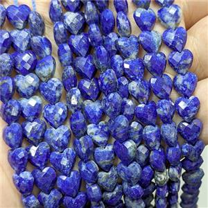 Natural Blue Lapis Lazuli Heart Beads Faceted, approx 8mm [GB24594]