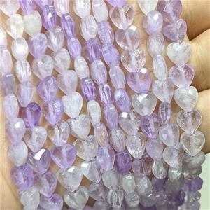 Natural Lt.purple Amethyst Heart Beads Faceted, approx 8mm [GB24595]
