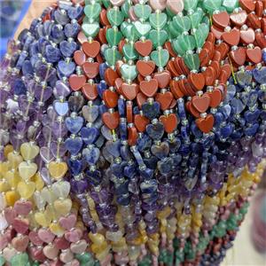 Mix Gemstone Heart Beads, approx 8mm [GB24599]